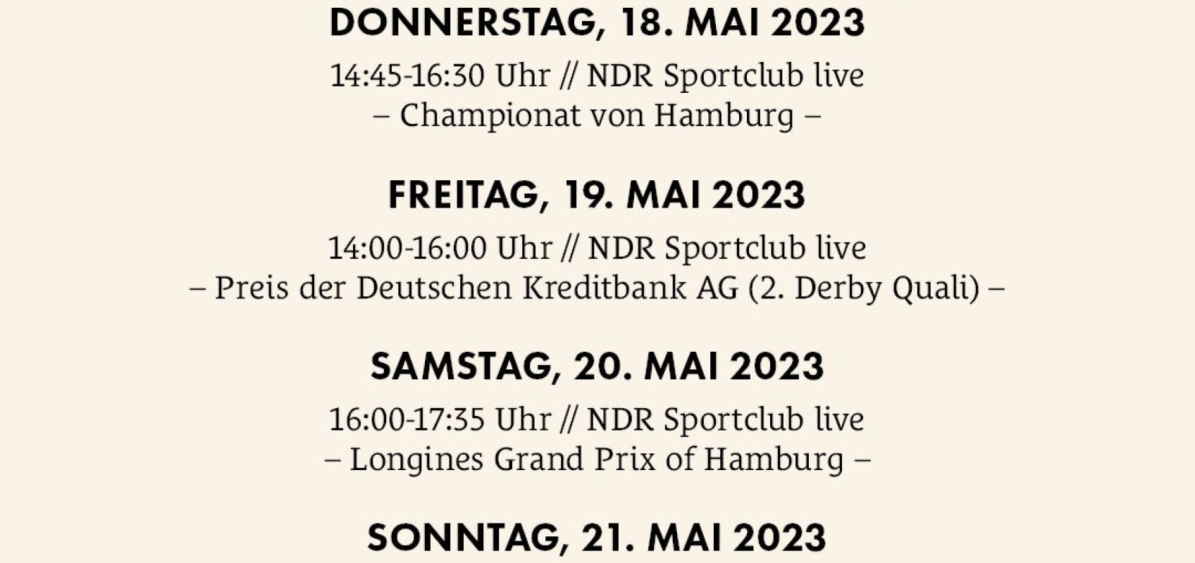 Countdown für das Deutsche Spring und Dressur Derby in Hamburg läuft